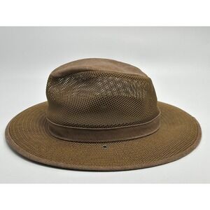 Henschel Safari Mesh Sun Hat Sz L Brown Wide Brim Outback USA Made Vented Hiking
